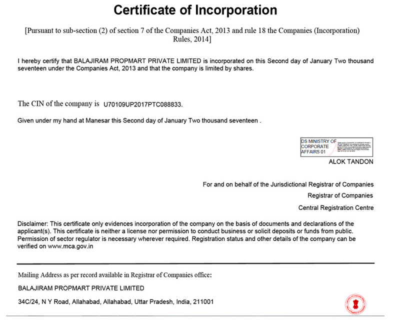 CREDAI Certificate